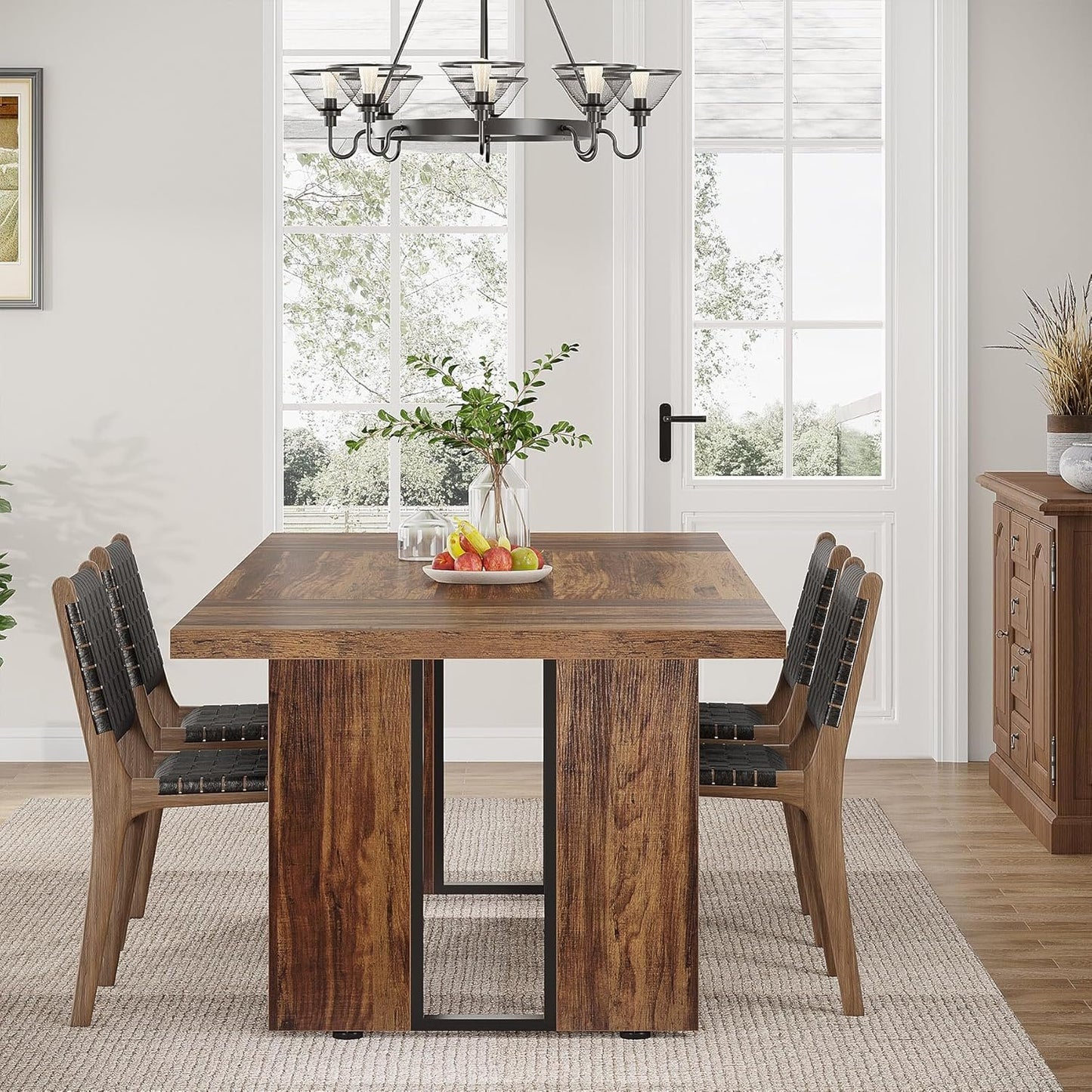 Tribesigns 71" Large Dining Table for 6 to 8 People, Rustic Farmhouse Style Dinner Table, Rectangular Dining Table for Kitchen, Dining Room & Living Room