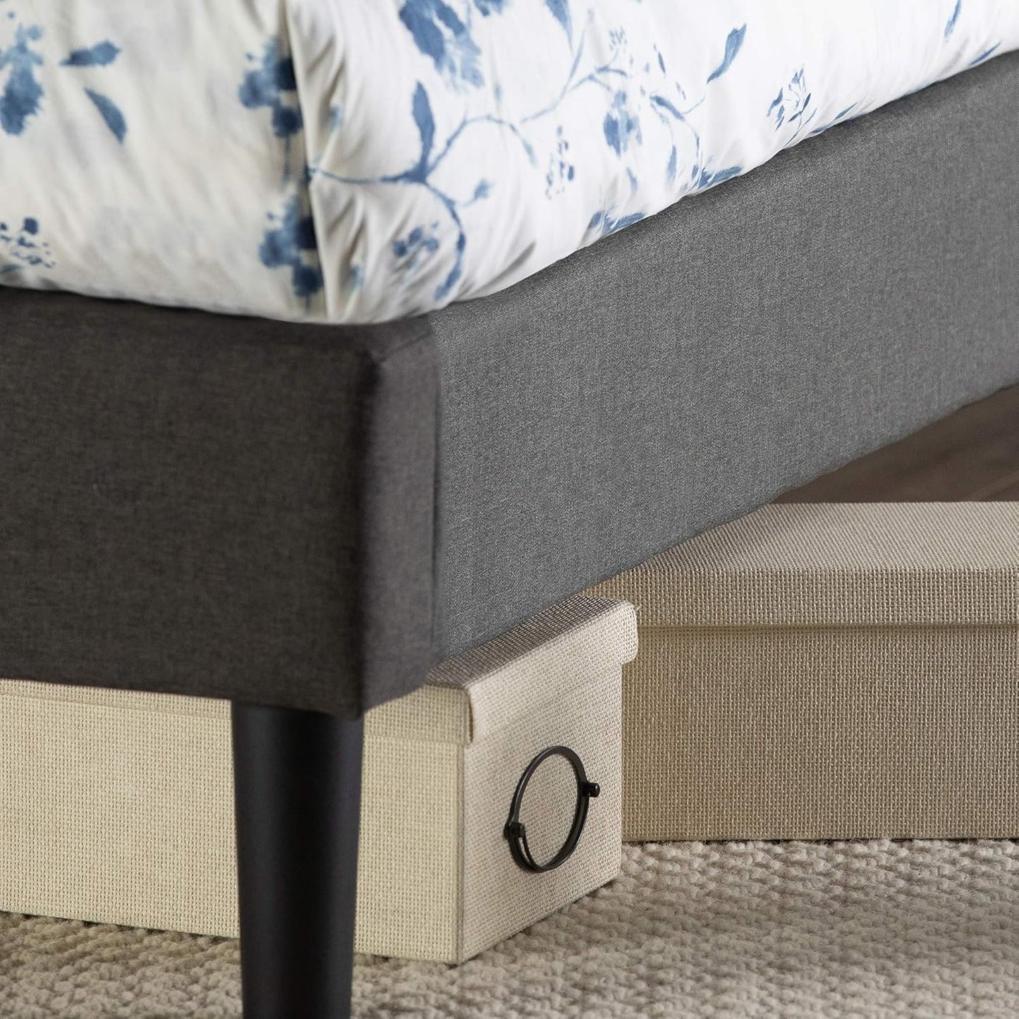Zinus Full Bed Frame - Shalini Upholstered Platform Bed Frame with Full-Sized Headboard - Wood Slat Support, Easy Assembly, No Box Spring Needed, Underbed Storage Space, Dark Grey, Full Size