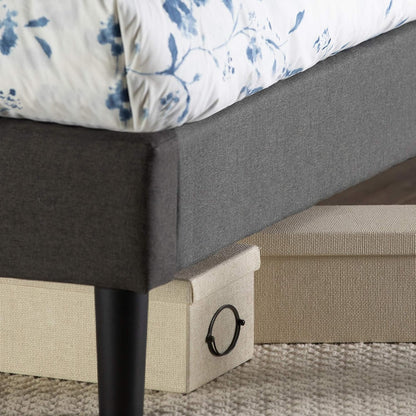 Zinus Full Bed Frame - Shalini Upholstered Platform Bed Frame with Full-Sized Headboard - Wood Slat Support, Easy Assembly, No Box Spring Needed, Underbed Storage Space, Dark Grey, Full Size