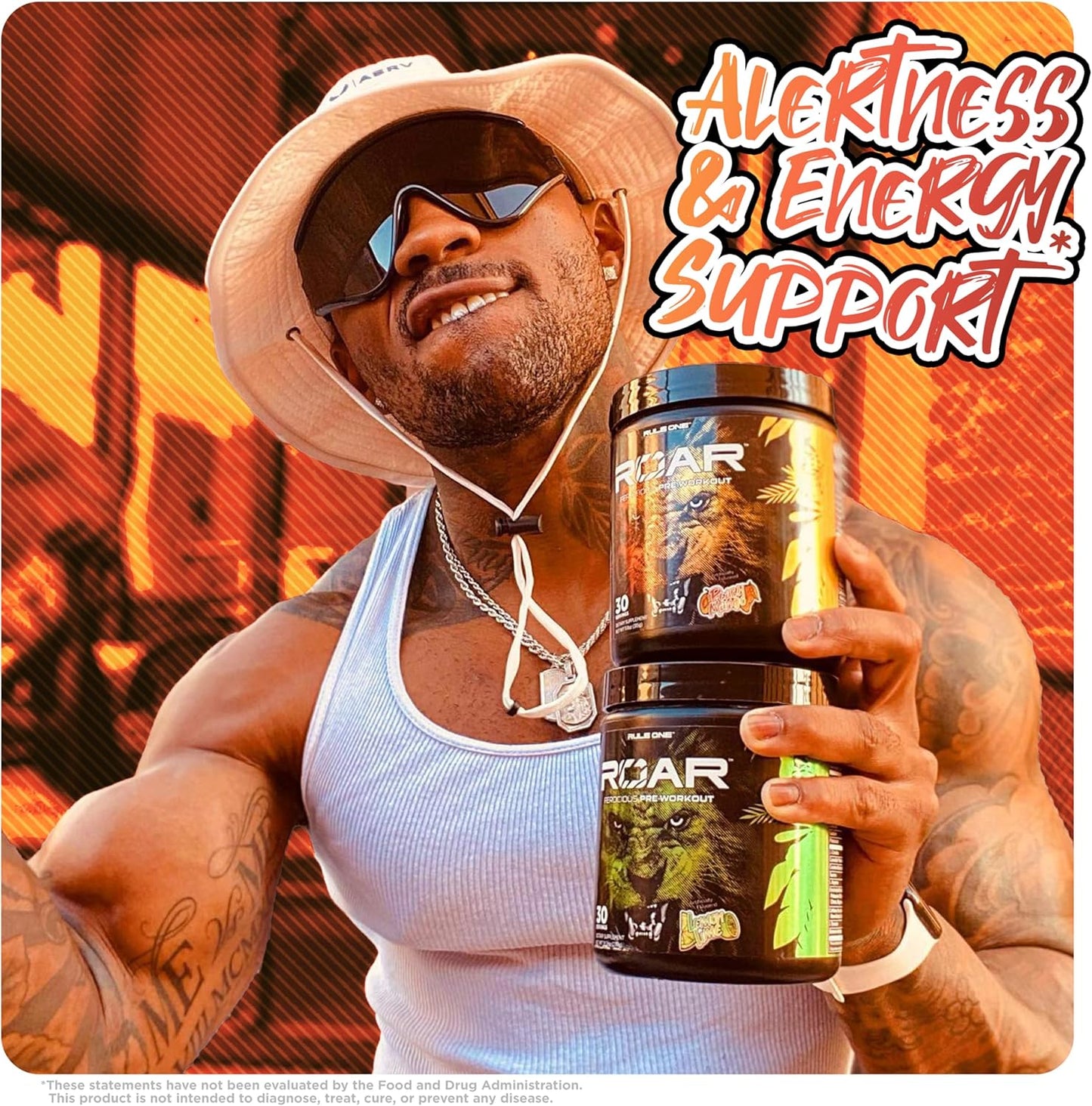 Rule1 R1 Roar Ferocious Pre-Workout Protein Powder 315 g, Peach Mango (30 Servings)