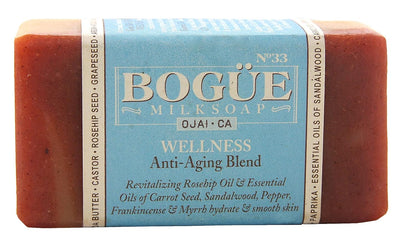Handmade Goat Milk Soap- BOGUE No.33 WELLNESS Anti-Aging Blend Revitalizing Rosehip Oil & Essential Oils of Carrot Seed, Sandalwood, Pepper, Frankincense & Myrrh hydrate & smooth skin