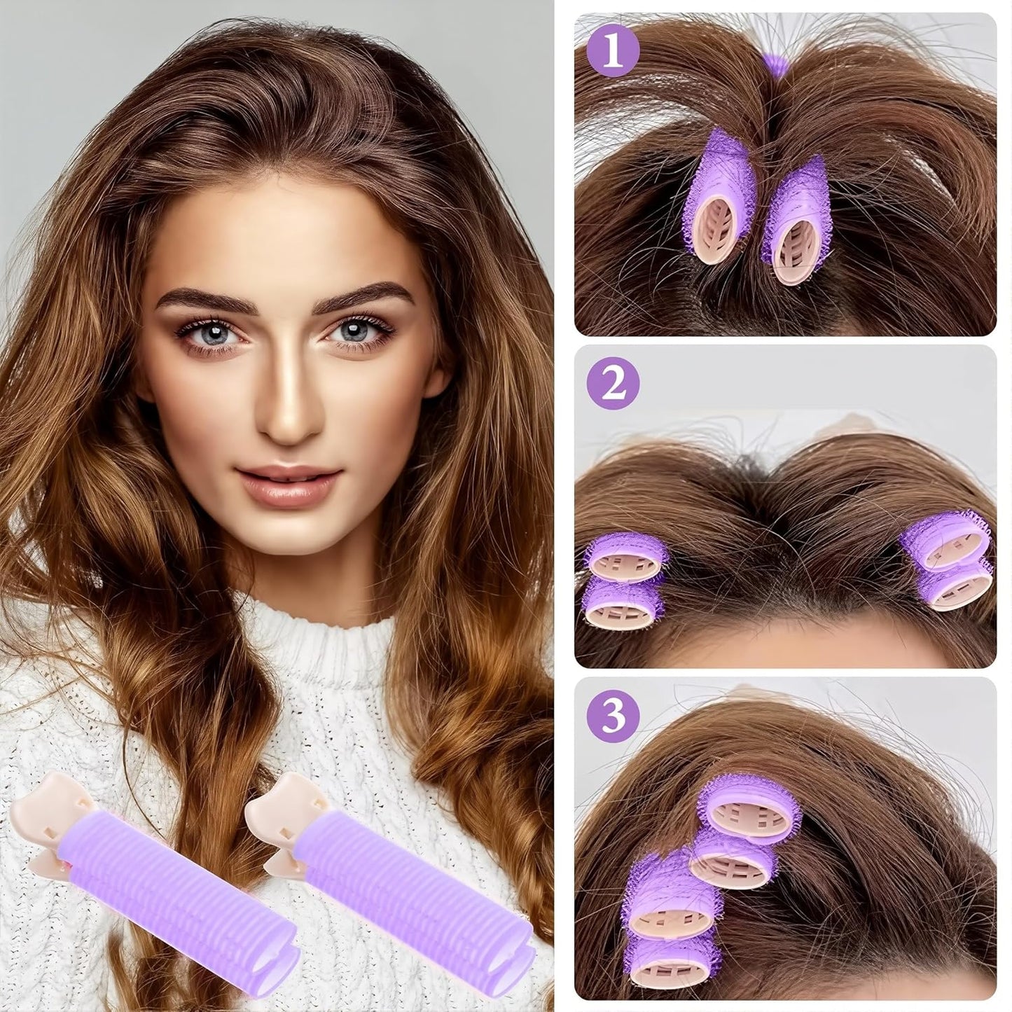 NHQZ Women Instant Volumizing Hair Clips Volume Roller Clips Curls Roots for All Hair Types Purple 2 Pcs