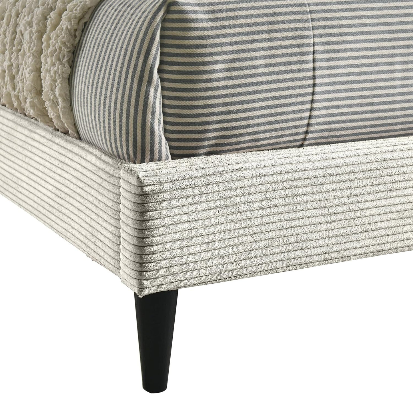 GALANO Wood Queen Bed Frame with Headboard – Platform Bed Frame Queen Size, Cream Upholstered Bedframe, Modern Queen Size Bed, Easy Assembly, No Box Spring Needed, Beds for Bedroom