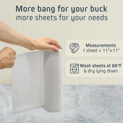 Ecolifestyle Reusable Paper Towels Washable – 3 Rolls, 20 Sheets (11"x11") | Made of Bamboo, Super Absorbent, Machine Washable, Eco-Friendly Alternative to Paper Towels | Perfect for Kitchen & Beyond