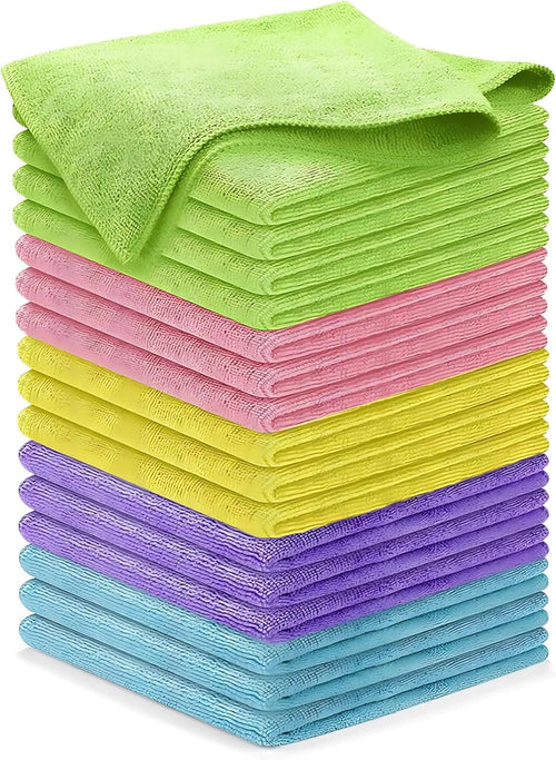 AuzzieStar Microfiber Cleaning Cloths - Pack of 15, Highly Absorbent, Quick-Dry, Streak-Free Cleaning, 12.6 x 12.6 Inches - Perfect for Home, Kitchen, and Car Detailing
