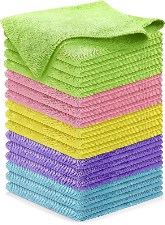 AuzzieStar Microfiber Cleaning Cloths - Pack of 15, Highly Absorbent, Quick-Dry, Streak-Free Cleaning, 12.6 x 12.6 Inches - Perfect for Home, Kitchen, and Car Detailing