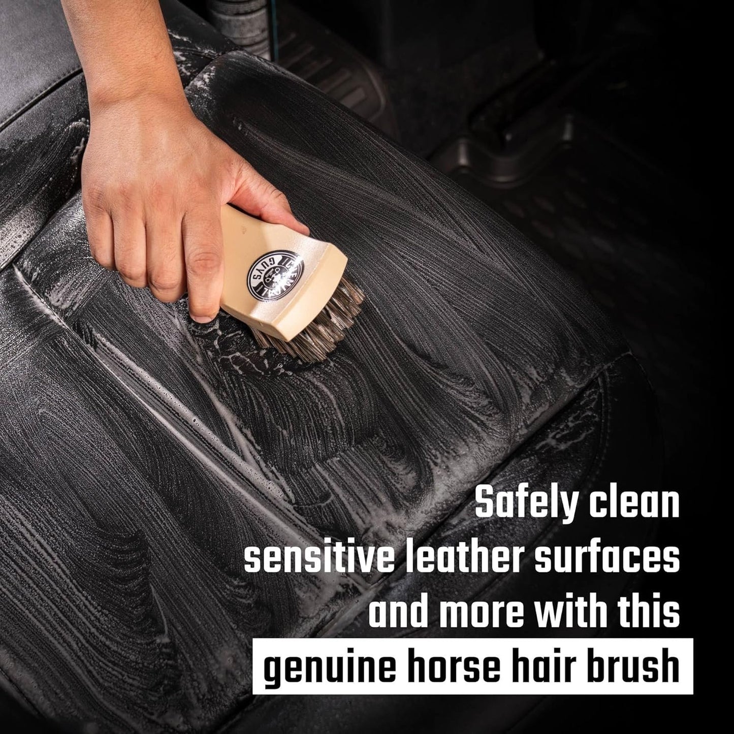 Chemical Guys ACC_S95 Long Bristle Horse Hair Leather Cleaning Brush for Car Interiors, Furniture, Sneakers, Boots, and More (Works on Natural, Synthetic, Pleather, Faux Leather and More)