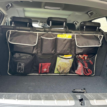 ROOCKHITCB Car Back Seat Trunk Organizer Hanging Bag, Car Interior Organizer Accessories with 4 Pockets and 4 Mesh Pouches,Save More Storage Trunk Space for SUV,Jeep,MPV