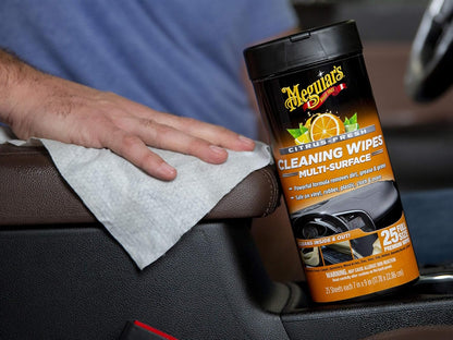 Meguiar's Citrus-Fresh Cleaning Wipes – Interior & Exterior Car Cleaning Wipes, 25 Wipes - G190600C