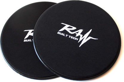 RAW Built Tech Abdominal Core Sliders - Set of 2 Fitness Glide Plates - Great for Abs, Crossfit, Cross Training, Push-ups and Planks - Full Body Core Exercise - Dual Sided Design Works on Any Surface