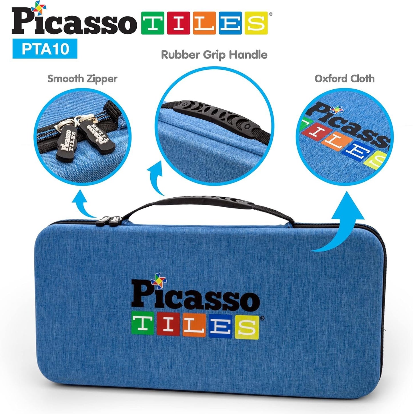 PicassoTiles PicassoToys Toy Carry Case Magnetic Tiles Construction Blocks Travel Bag EVA Storage Organizer Box Action Figure Character Accessory STEM STEAM Toys Portable Water Resistant Oxford Cloth