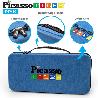 PicassoTiles PicassoToys Toy Carry Case Magnetic Tiles Construction Blocks Travel Bag EVA Storage Organizer Box Action Figure Character Accessory STEM STEAM Toys Portable Water Resistant Oxford Cloth