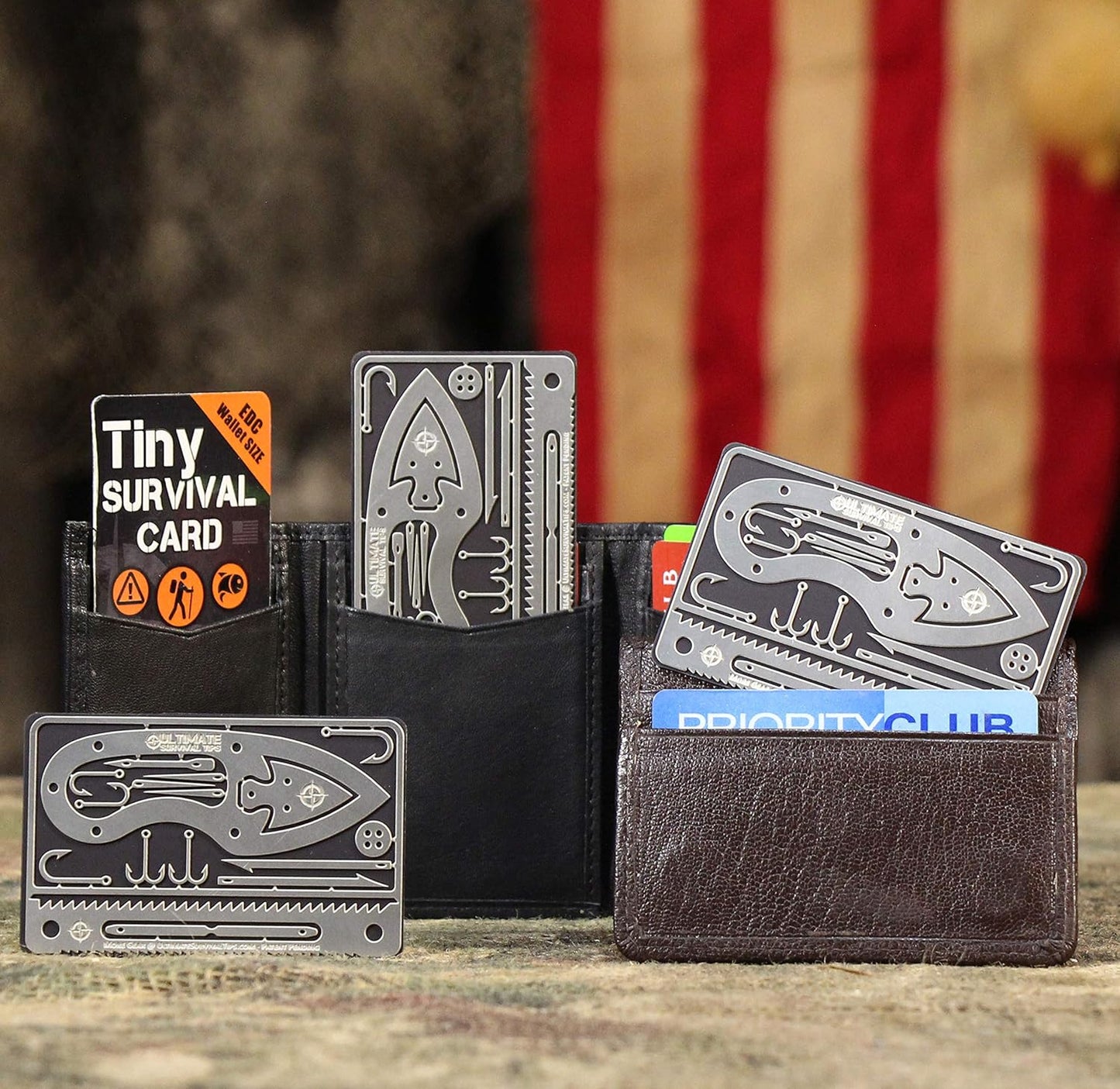 Tiny Survival Card: A 17-Tool Survival Kit with Knife That Fits in Your Wallet - Ultimate EDC, Multitool Card for Your Wallet - Great Gift! 5-Pack