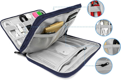 MyGadget Travel Cable Organizer – Universal Case for Electronic Accessories – Hard Disk Organizer | Memory | SD Cards Powerbank – Pink, blue, Modern