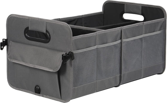AOKJOY Car Trunk Organizer Car Storage Organizer Collapsible Multi Compartment Car Organizer Adjustable Straps Car Organizer for SUV(Gray)