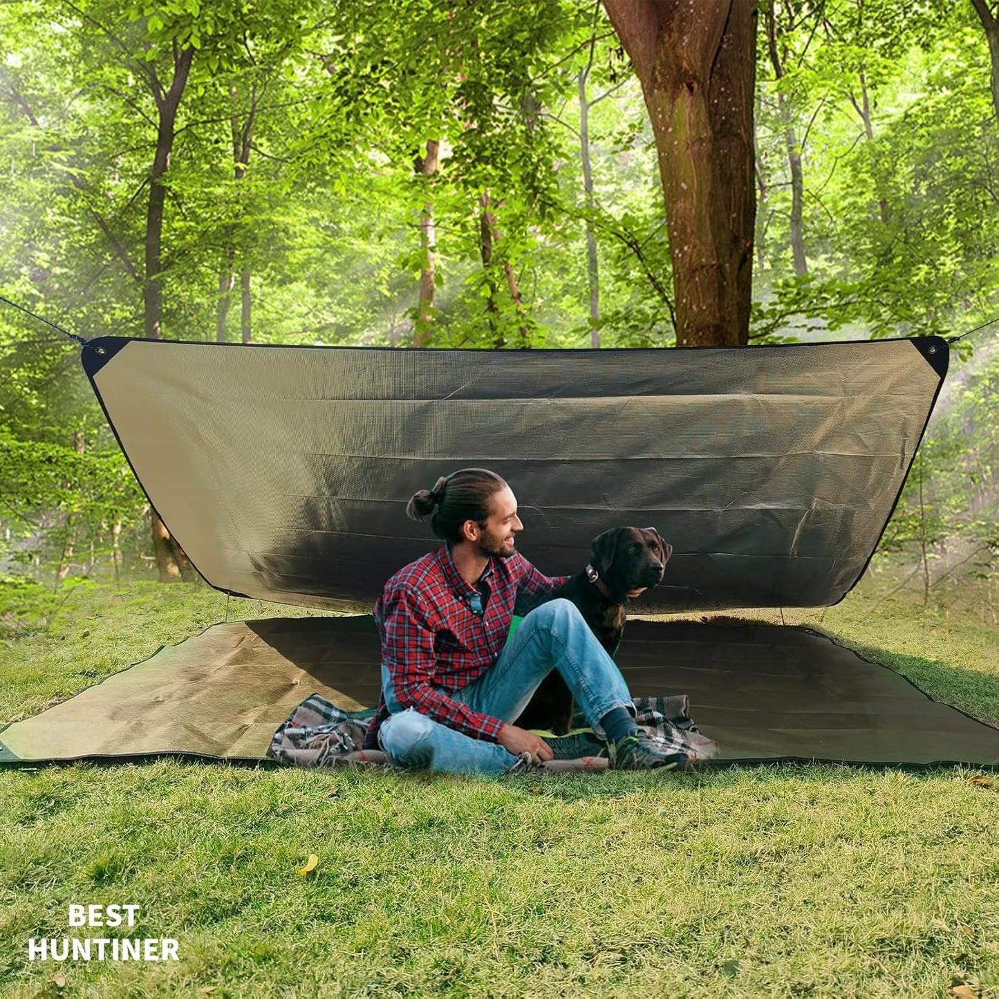 BESTHUNTINER Heavy Duty Aluminium Survival Blanket -Multifunctional Reflective Tarp Insulate Blanket - 213cmx150cm Waterproof Camping Hiking Space Tarp Shelter Emergency Blanket