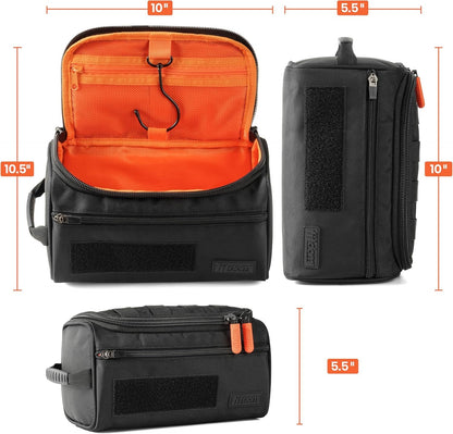 Fitdom Hanging Compact Toiletry Bag Tactical Dopp Kit Case For Men. Perfect For Travel & Storage. Fits Large & Small Cosmetic Makeup, Clipper, Toothbrush, Shower, Shaving & Grooming Care Organizer,
