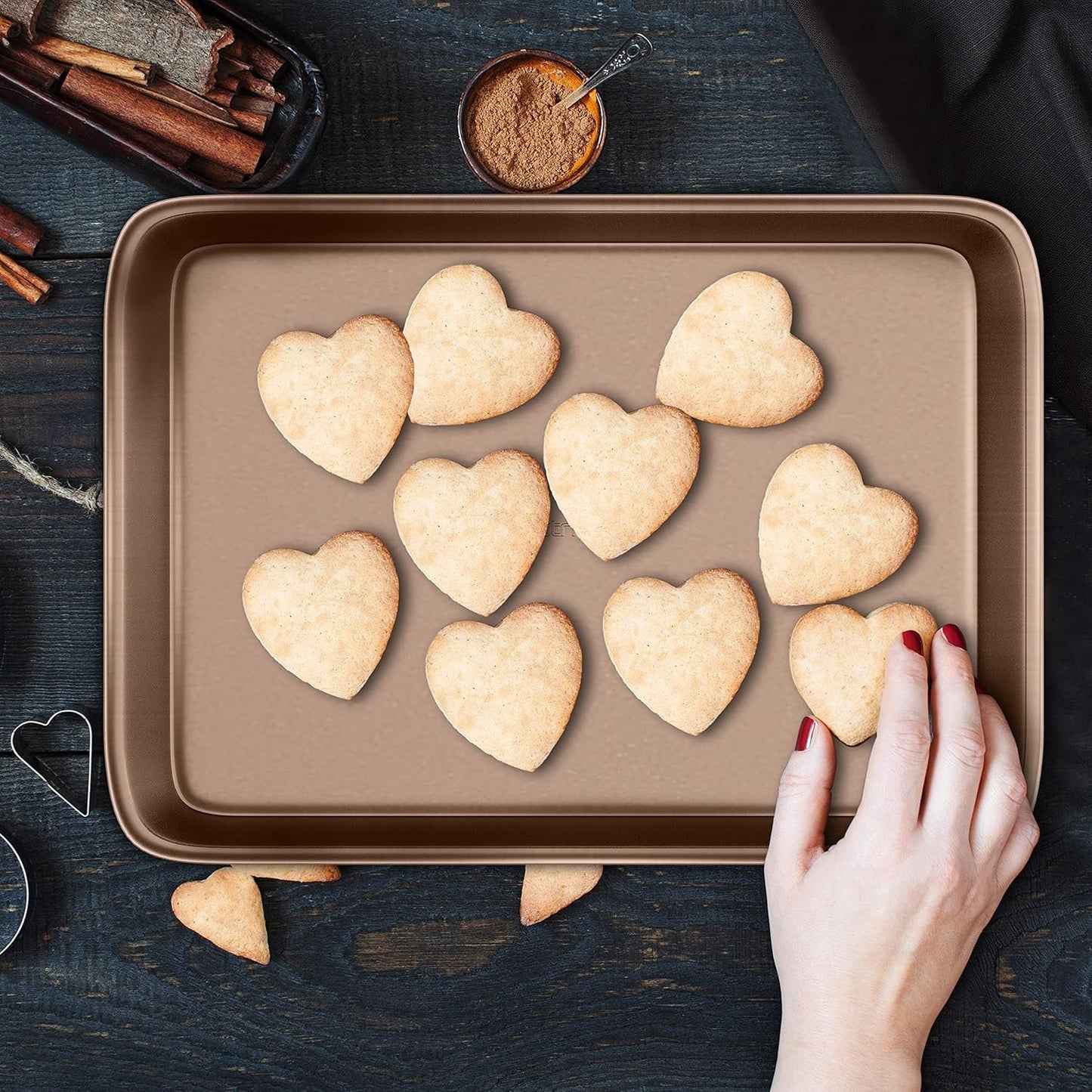 NutriChef Cookie Sheets - 2pc Nonstick Baking Pan Set, Medium and Large Bakeware Set for Versatile Use, Great for Cookies, Roasting and More