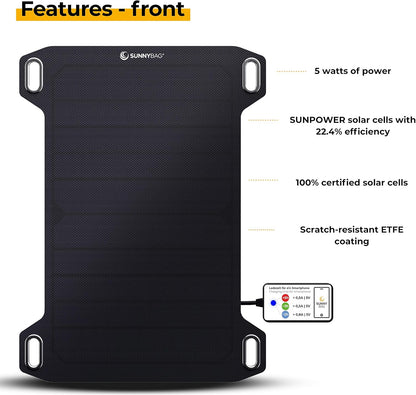 Sunnybag Leaf Mini | Solar Charger with 5 watts of Power | Environmentally Friendly Charging with Solar Energy on The go | Ultra-Light and Waterproof | 158 Grams | USB Output