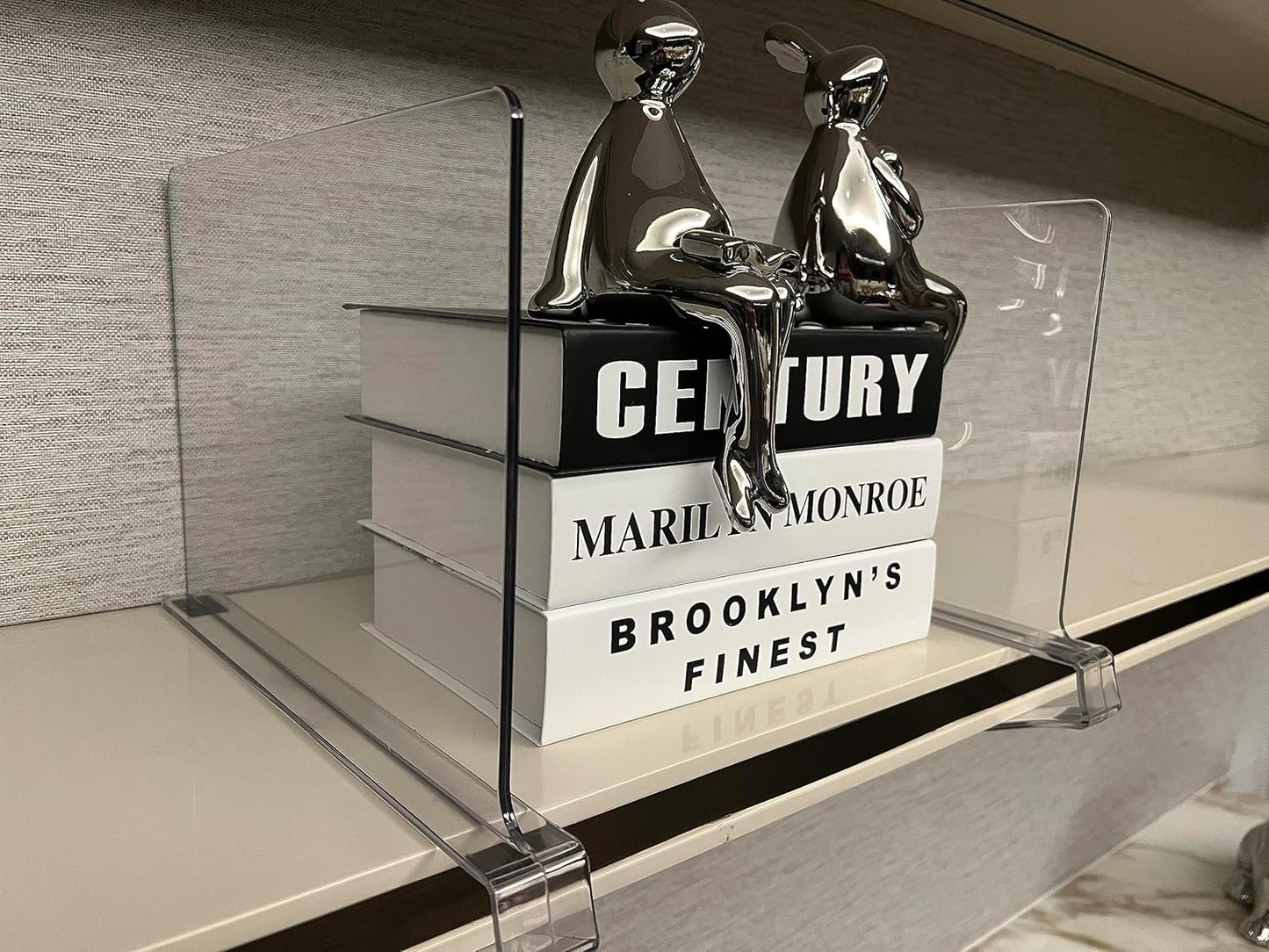 AeKeatDa 8 Pack Acrylic Shelf Dividers for Closets,Books,Clear Shelf Separators Multifunctional Shelf Divider for Kitchen Cabinets, Home,Bookcases and Others