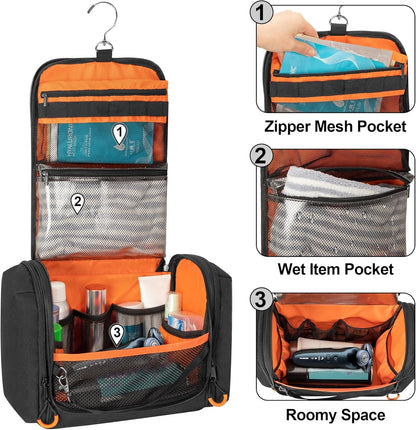 Prokva Tactical Toiletry Bag for Travel Men Dopp Kit Hygiene Bag Shower Organizer with Hooks for Toiletries and Shaving Care, Black