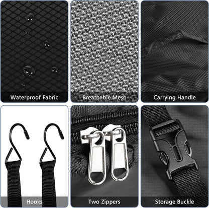 SAHENITEANA 3-Shelf Suitcase Packing Cubes Organizer with 2 Hooks, Portable Hanging Travel Shelves Bag, Large Capacity Collapsible Closet Storage Bag Space Saver for Wardrobe Suitcase Carry On