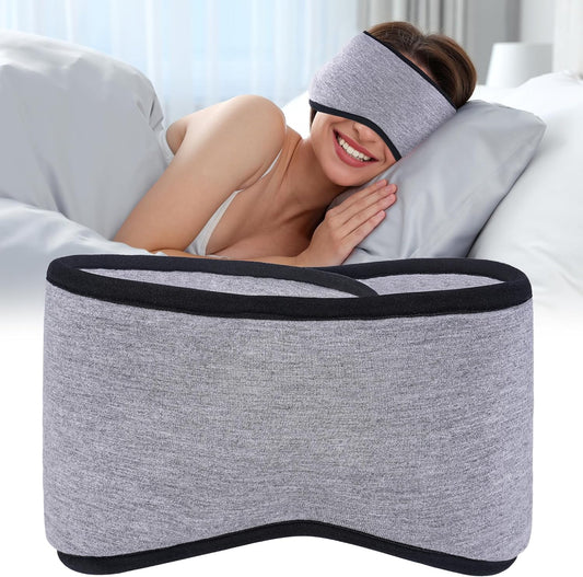 FRESHME Cooling Sleeping Mask with Ear Cover - Soft Cotton Adjustable Cold Eye Sleep Mask with Earmuffs Reduce Noise for Women Men Travel Yoga Nap Shift Work, Gift Box