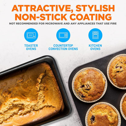 NutriChef, Baking Set, Baking and Cookie Sheets for Oven, Nonstick Stackable Bakeware Tray, Essential Baking Supplies, 8 Piece, Blue