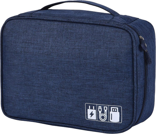 ACOPTON Electronic Organizer, Portable Travel Organizer Bag, Waterproof Case for iPad Electronics Accessories, Cables, Chargers, Hard Drives, Power Bank, Playing Cards, blue navy, Bag Organizer