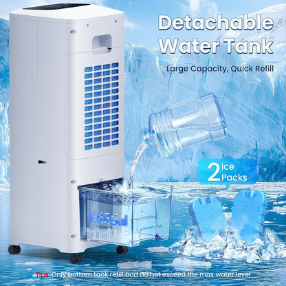 30IN Windowless Portable Air Conditioners, Evaporative Air Cooler with Aroma Box, 3IN1 Ductless&Ventless Indoor Swamp Cooler for Room, 3 Modes&3 Speeds, 1.65Gal Tank, Remote, No Hose No Windows Needed