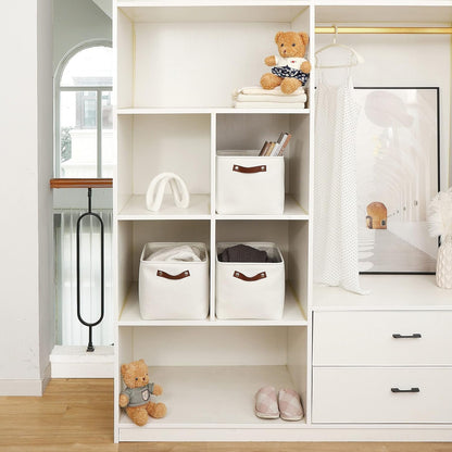 OrganiHaus Large Fabric Storage Baskets for Shelves 3 Pack, 15x11in Closet Storage Bins for Shelves, Cloth Baskets, Fabric Storage Cubes, Linen Closet Organizers, Fabric Basket, White Basket