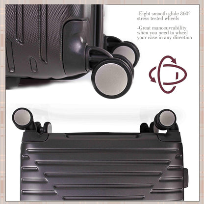 london Fog ABS Hard Case - 8 Wheel Spinner Travel Luggage | Telescopic Drag Handle | TSA Security Locks LFL005, dark grey, Cavendish