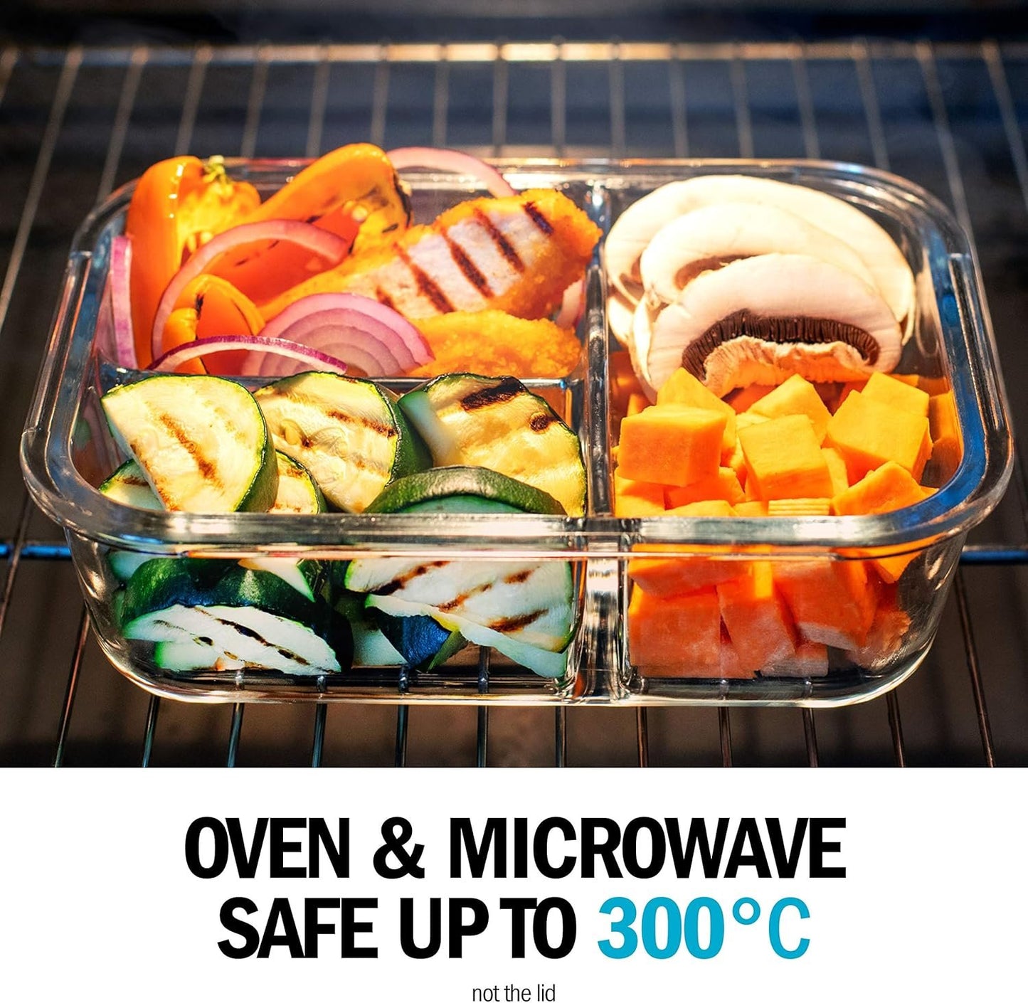 Igluu Meal Prep Glass 3 Compartment Container with Airtight SnapLock Lids - Portion Control Food Storage - BPA Free - Microwavable, Dishwasher and Oven Safe [3 Pack]