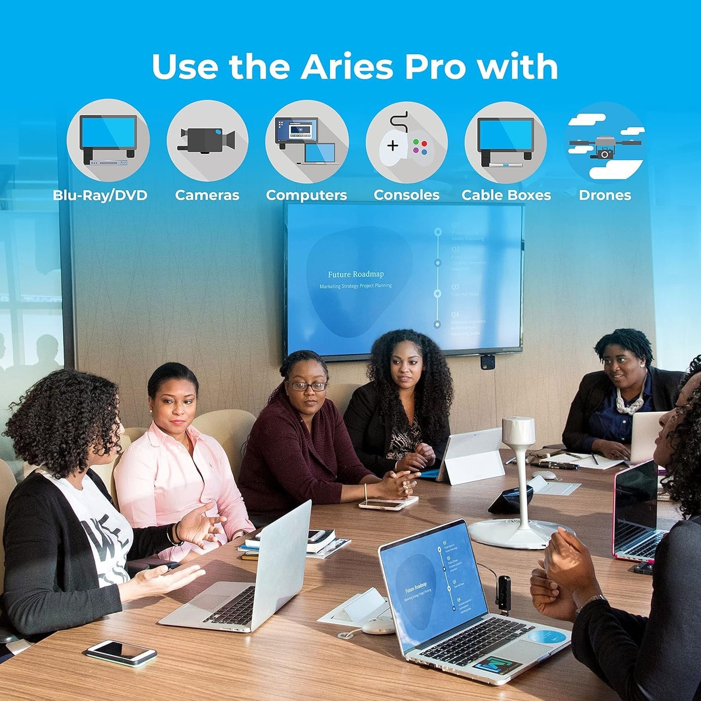 Nyrius Aries Pro Wireless HDMI Transmitter and Receiver to Stream HD 1080p 3D Video from Laptop, PC, Cable, Netflix, YouTube, PS4, Drones, Pro Camera, to HDTV/Projector/Monitor (NPCS600)