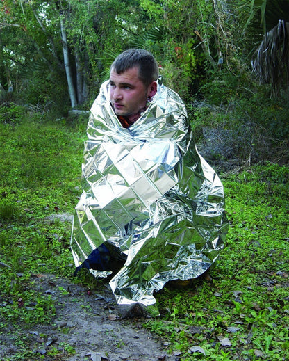 Medbec Emergency Foil Mylar Thermal Blanket, 52" Length x 84" Width, Silver (Pack of 12)