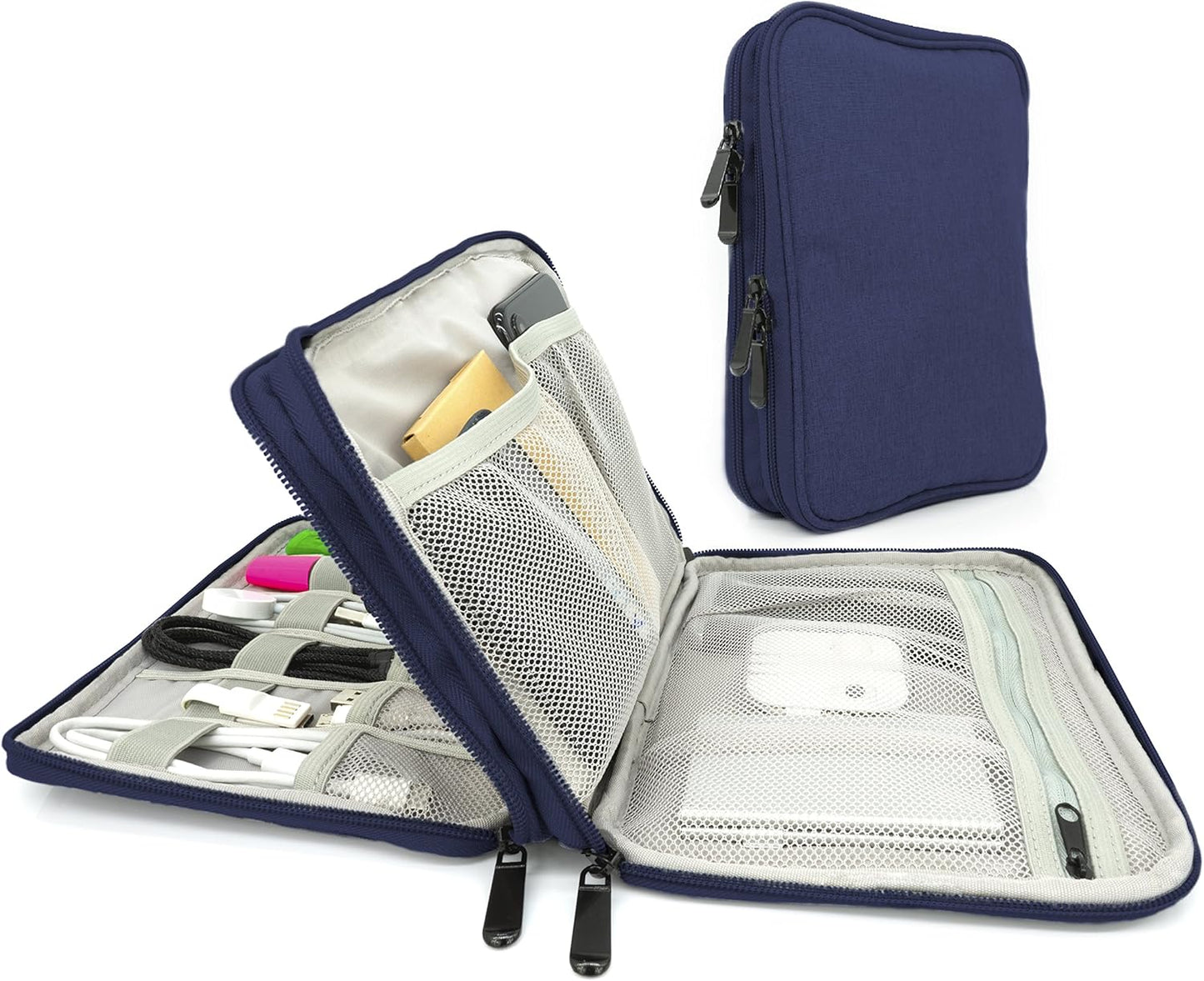 MyGadget Travel Cable Organizer – Universal Case for Electronic Accessories – Hard Disk Organizer | Memory | SD Cards Powerbank – Pink, blue, Modern