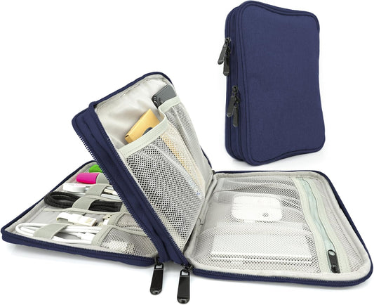 MyGadget Travel Cable Organizer – Universal Case for Electronic Accessories – Hard Disk Organizer | Memory | SD Cards Powerbank – Pink, blue, Modern
