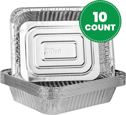 PLASTICPRO Disposable 9 x 13 Aluminum Foil Pans Half Size Deep Steam Table Bakeware - Cookware Perfect for Baking Cakes, Bread, Meatloaf, Lasagna Pack of 10