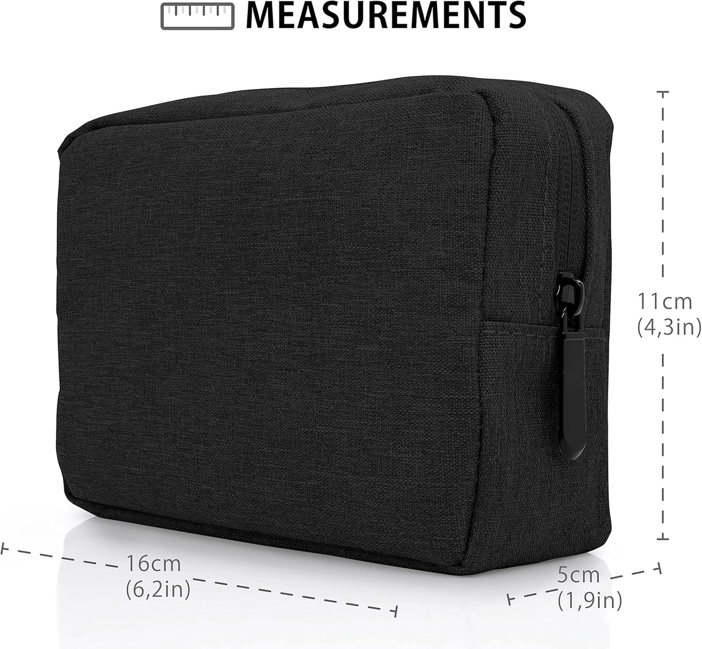 MyGadget Travel Cable Organizer – Universal Case for Electronics or Makeup – Organizer for Accessories, Charger Cables, Earphones – Black, Black, classic