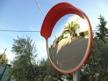 JCM-45o Convex unbreakable traffic mirror, diameter 45cm (18"), for road safety and shop security with adjustable fixing bracket for pole 48 mm (1.5")