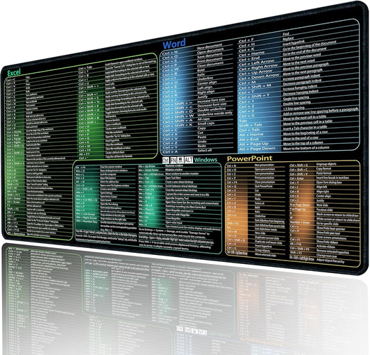 Secret Corner Excel/Word/Windows/PPT Cheat Sheet Mousepad, Extra Large Office Desk Accessories Mat, Keyboard Shortcuts Mouse Pad, Non-Slip Computer Gaming Desk Pad