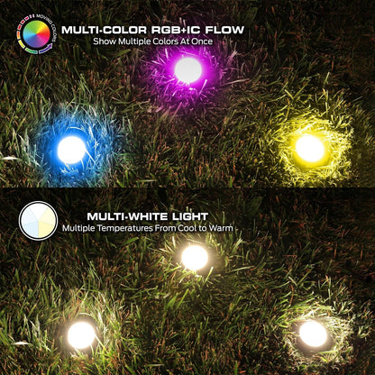 Monster Smart Outdoor Ground Accent RGB+IC+WW LED Lights, 50ft, 15 LEDs, Sound Reactive, Ground Stakes & Wall/Ceiling Mounts, Weather & IP44 Water Resistant, Works with Alexa, Siri, Google Home, App