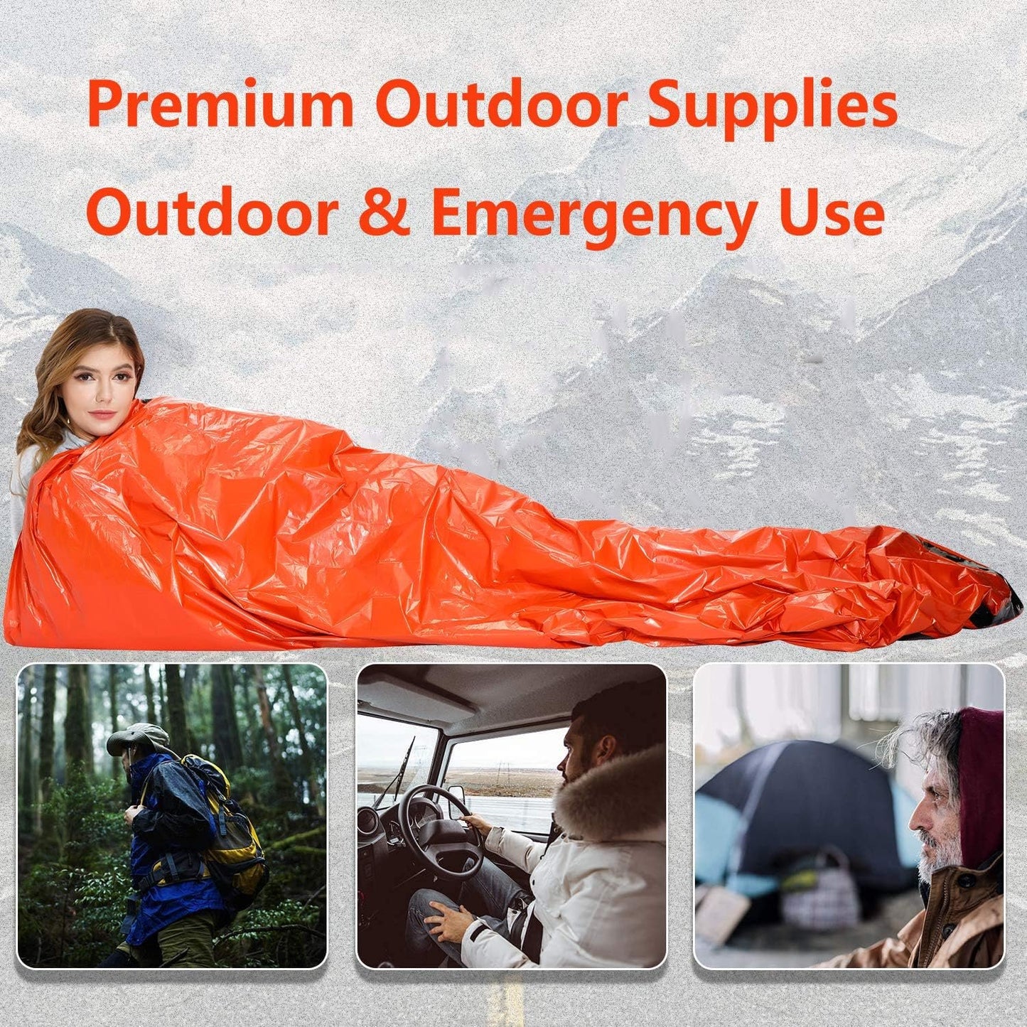 SAINUOD Emergency Sleeping Bag Waterproof Blanket Thermal Survival Bivvy Bags with Ultralight Gear Portable Nylon Sack for Camping, Hiking, Outdoor Adventure Activities(4 Pack)