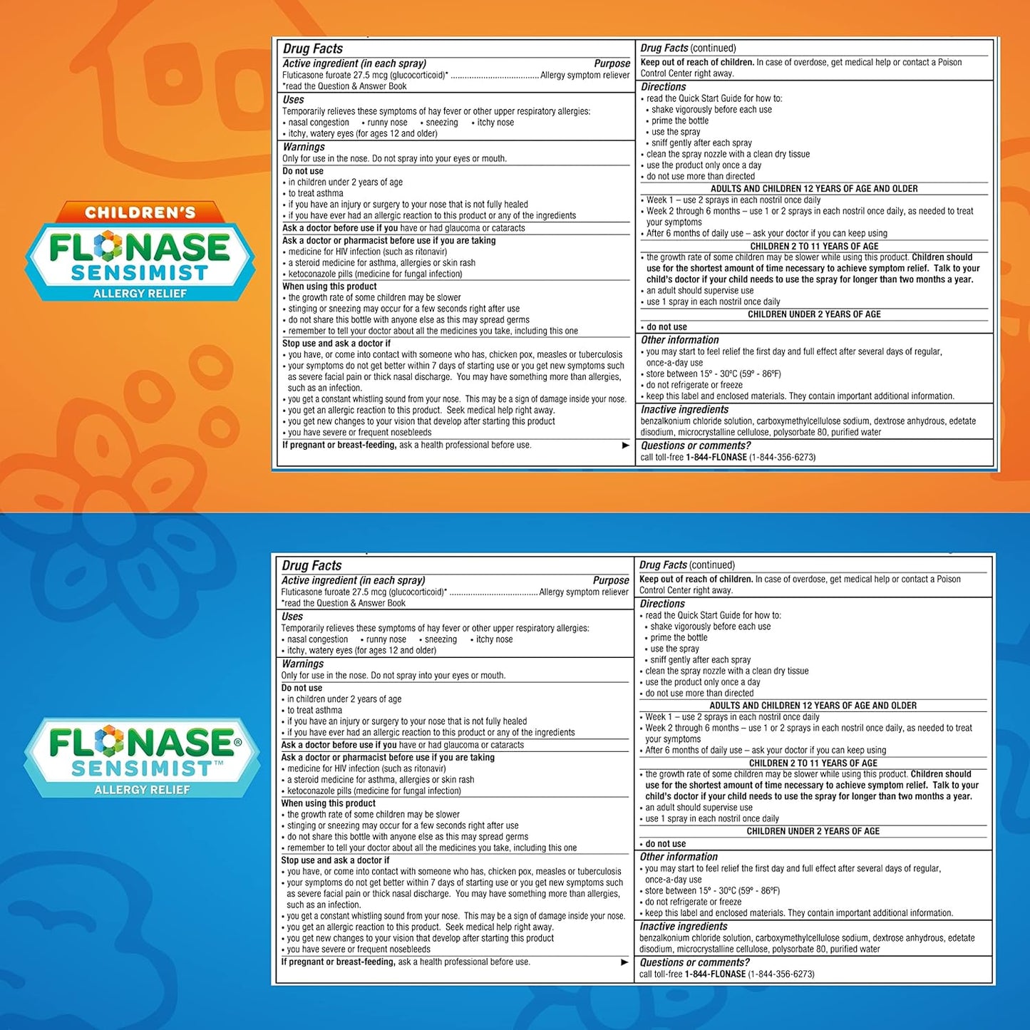 Flonase Sensimist Allergy Relief Nasal Spray for Adults and Kids - 120 Sprays Total (2 Bottles of 60 Sprays Each)