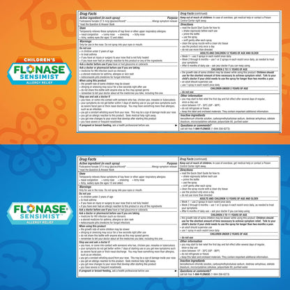 Flonase Sensimist Allergy Relief Nasal Spray for Adults and Kids - 120 Sprays Total (2 Bottles of 60 Sprays Each)