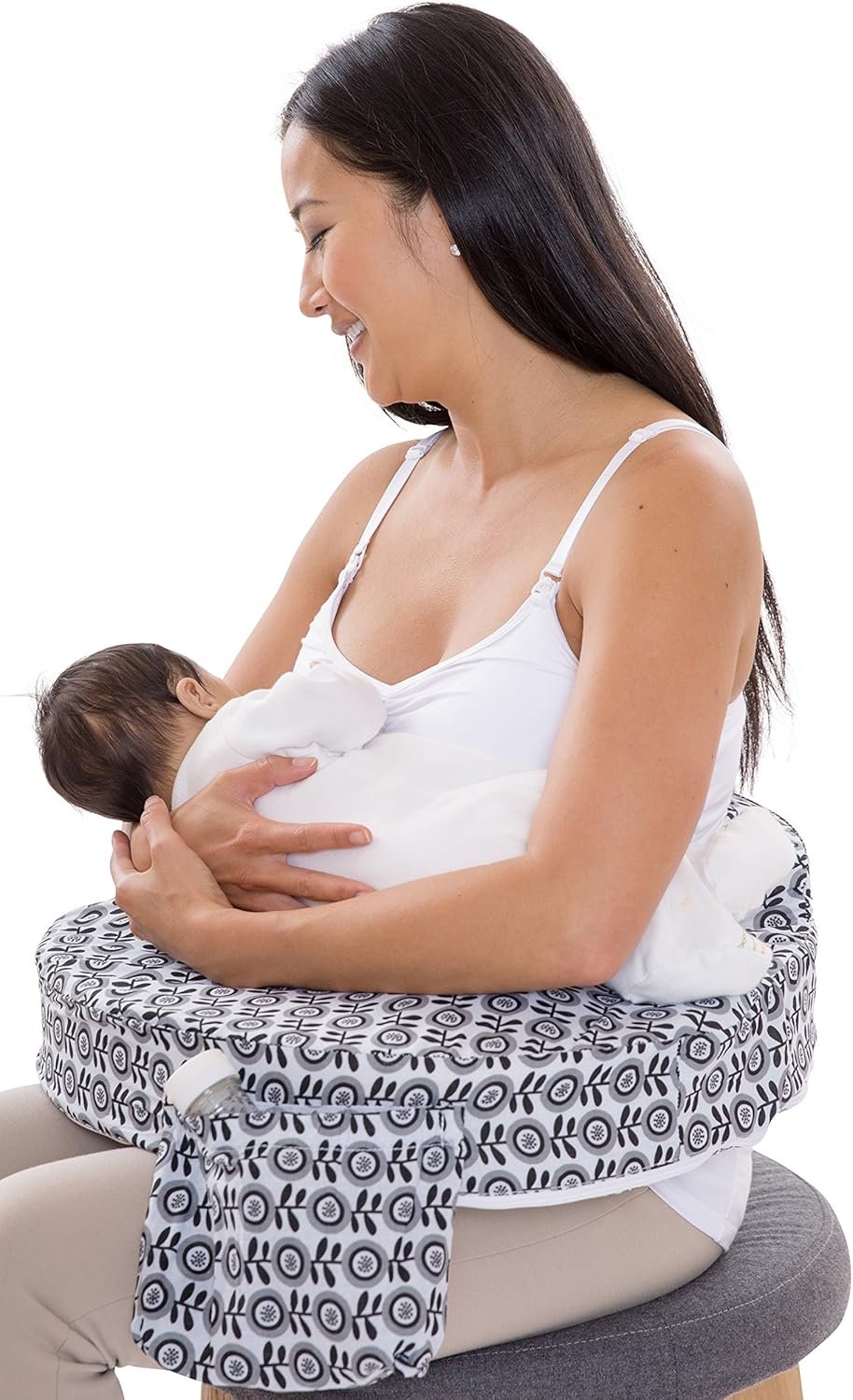 My Brest Friend Nursing Pillow - Midnight Poppy,Grey. Black