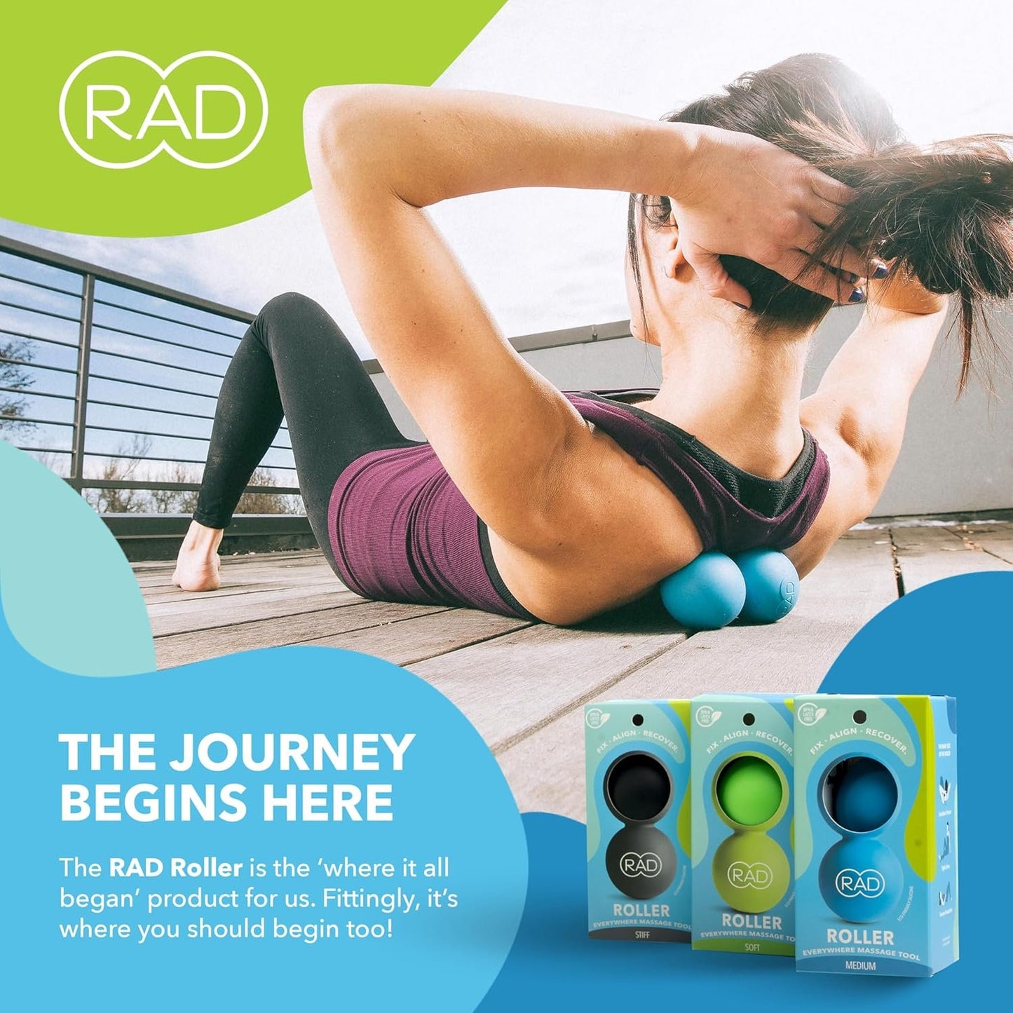 RAD Roller Original Peanut Roller Ball Massager - Medium Density Peanut Massage Ball - Myofascial Release for Back, Feet, Neck, Psoas - Suboccipital Release Device, Thoracic Spine Roller Balls