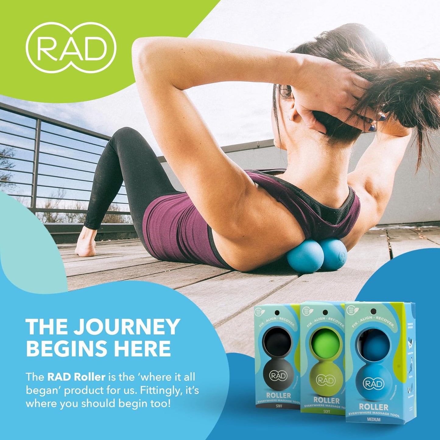 RAD Roller Original I Myofascial Release Tool I Medium Density I Self Massage Mobility and Recovery