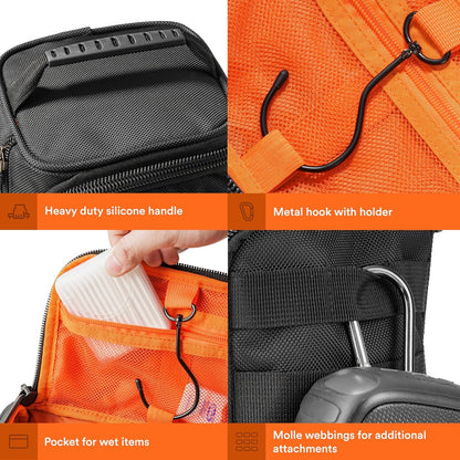 Fitdom Hanging Compact Toiletry Bag Tactical Dopp Kit Case For Men. Perfect For Travel & Storage. Fits Large & Small Cosmetic Makeup, Clipper, Toothbrush, Shower, Shaving & Grooming Care Organizer,