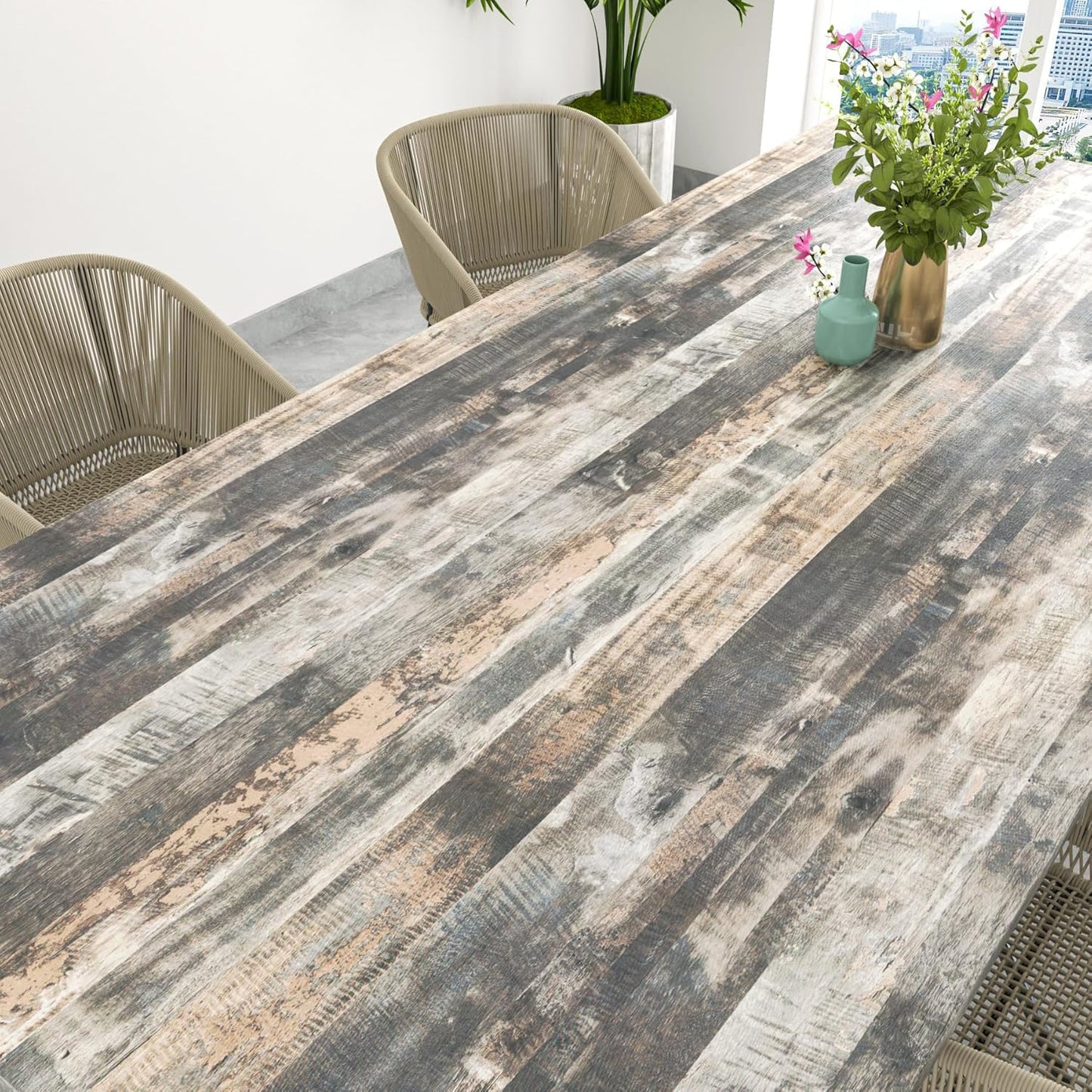 FunStick Wood Effect Adhesive Paper for Grey Table Wood Wallpaper Panel Wall Sticker Bedroom Kitchen Grey Adhesive Film for Furniture Wood Panel 30 cm x 5 m